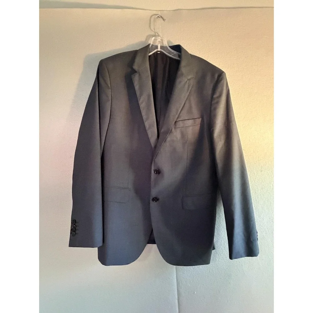 Hugo Boss Suit Mens 42 38x31 Gray Super 100 Wool 2 Piece Jacket Pants FLAWS